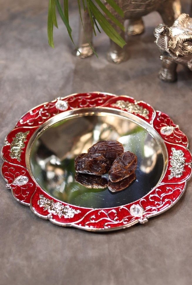 Meena Round Tray(Red)